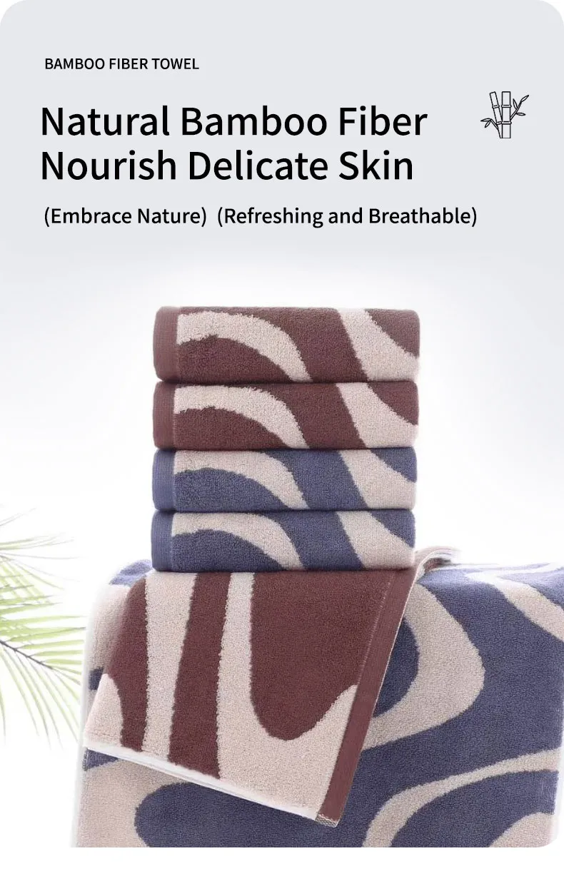 Квадратное полотенце с синим волнистым узором (6)