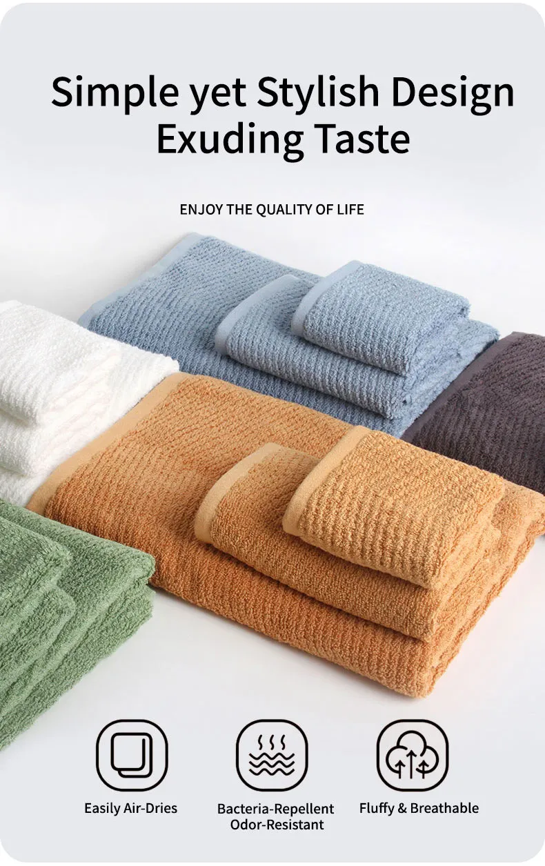 Комплект больших полотенец с волнообразным узором (без рисунка) (7)