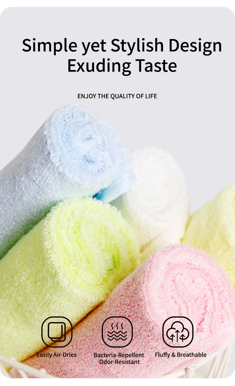 Однотонное (без рисунка) квадратное полотенце из 100% бамбукового волокна (13)