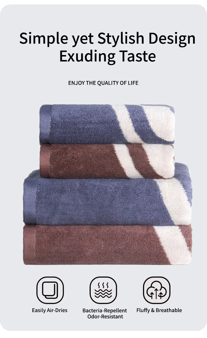 Полотенце с синим волнистым узором (7)